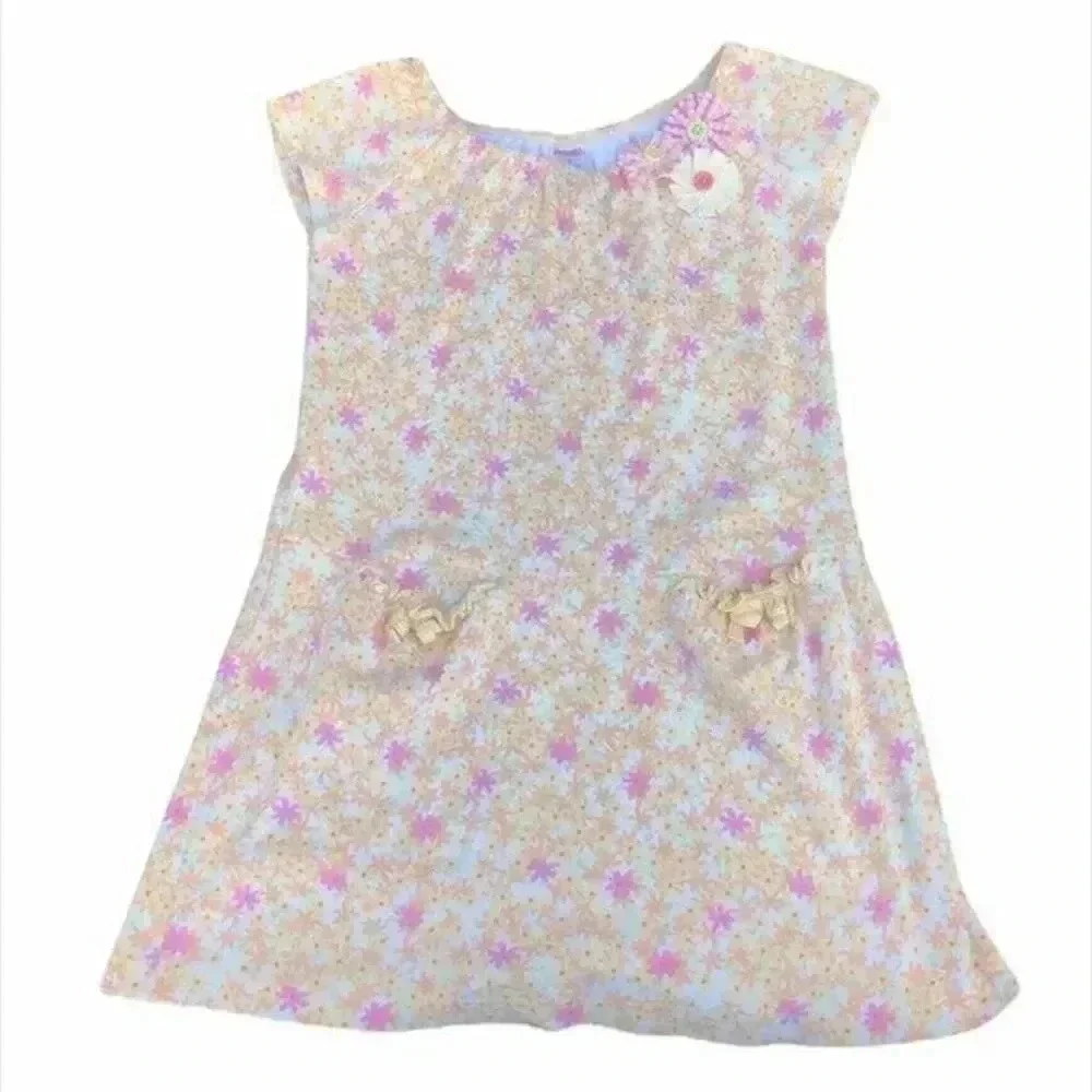 Gymboree Orange Pink Floral Pocket Front Flowy Dress Girls Size 5
